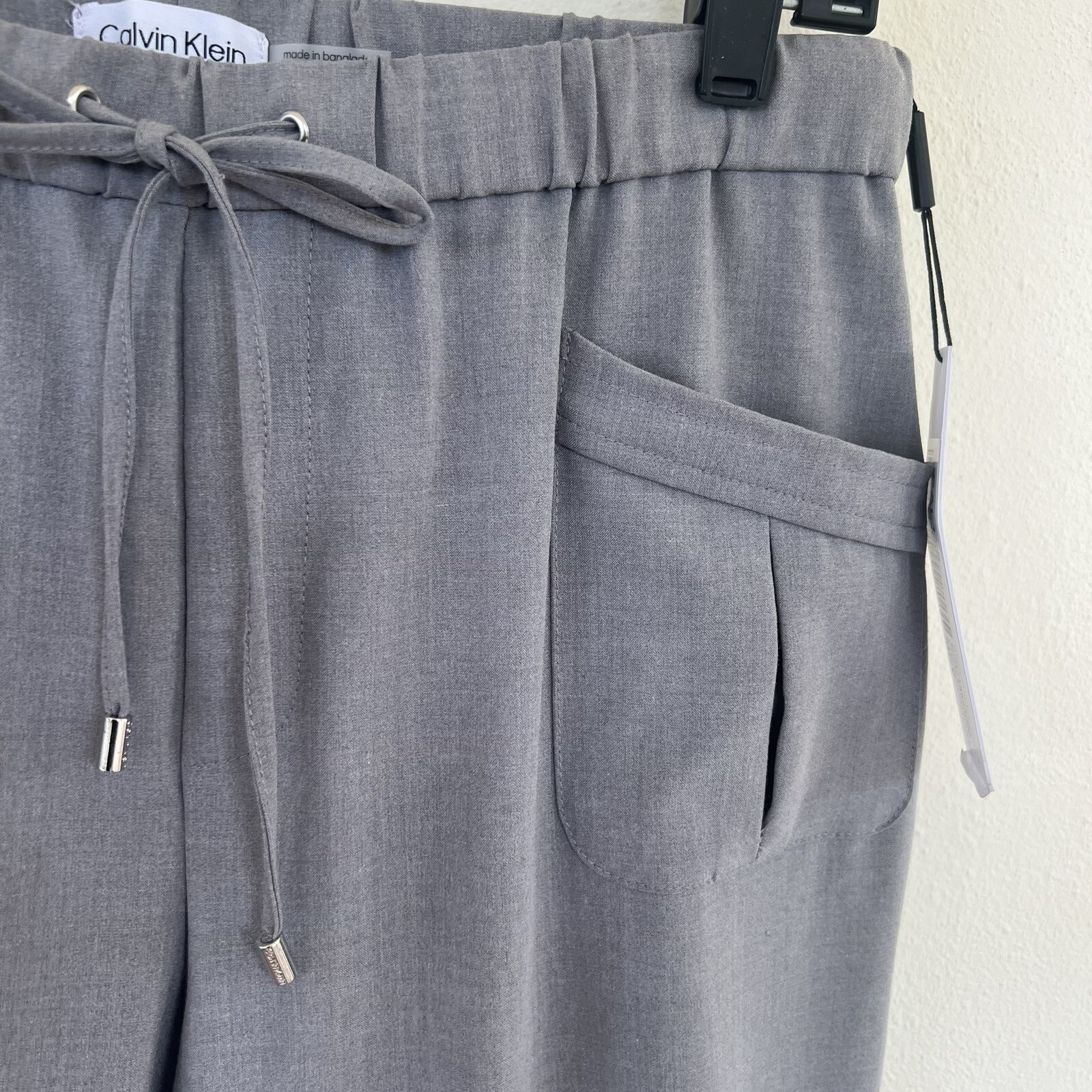 Calvin Klein Drawstring Grey Pants SMALL Stretch Adjustable Heathered Womens thumbnail 4
