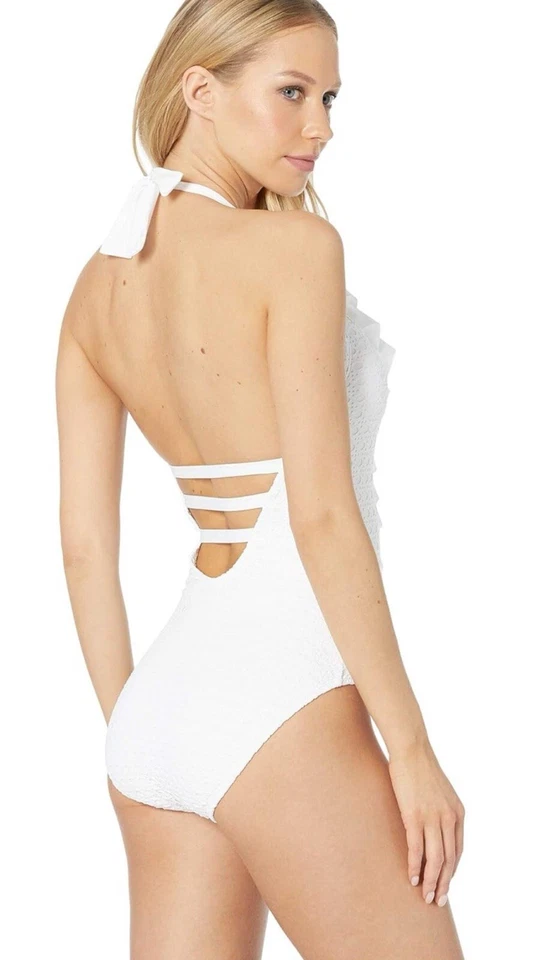 Traje de baño Lilly Pulitzer Nevis Halter de una pieza Resort blanco ganchillo talla 0 Foto 2 de 4