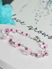 Pink Adjustable Sea Glass Bracelet Sea Glass Jewelry Sea Glass Bracelet