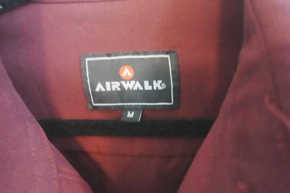 Airwalk Burgundy Utility Shirt Medium Patchwork Military Skate Style - Image 4 of 4