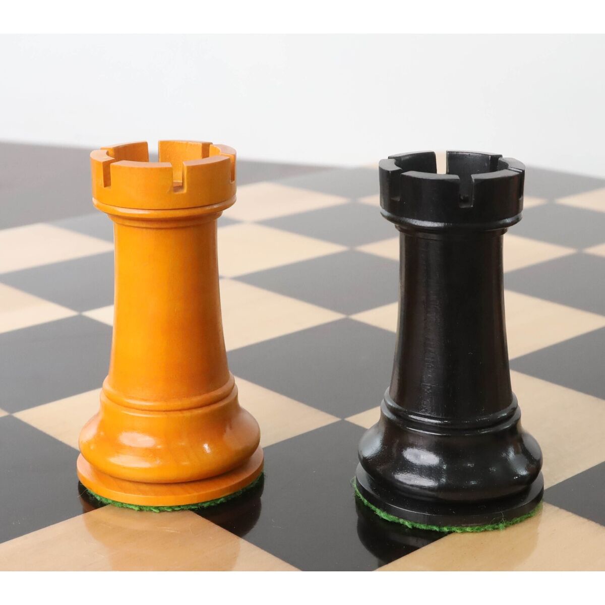 Reproduced Antique Circa 1895 Ayres English Made Club Chess Pieces in Ebony  / Antiqued Box Wood - 4.3 King