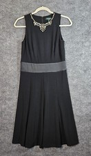 Lauren Ralph Lauren Dress Womens 2 Black Sleeveless Knit Rhinestone Glam