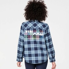 Zumba ZINCON Long Sleeve Button Down Convention Let's Go Indigo XS S L XXL