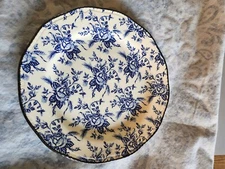 Wood & Sons england Colonial Blue Rose Dinner Plates 10.75 Inches 4 Available