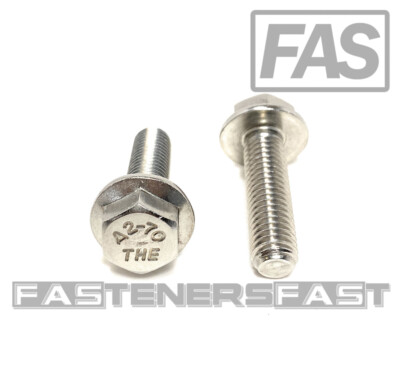 (10) M10 x 1.50 x 35 Stainless Steel DIN6921 A2 Hex Flange Bolts M10x35mm Flange