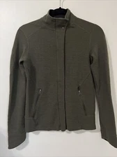 Ibex Izzy Izzi Full Zip Sweater Jacket Merino Blend Women Size XS Green Stretch