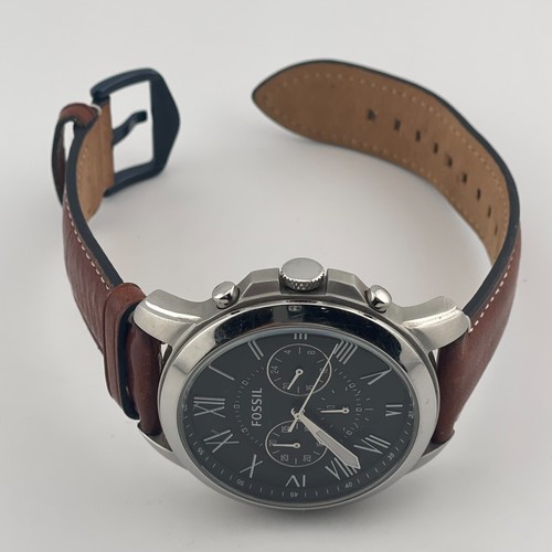 Fossil Grant Watch FS4812IE Mens Chronograph 44mm Case Brown Leather Band Quartz - Picture 2 of 13