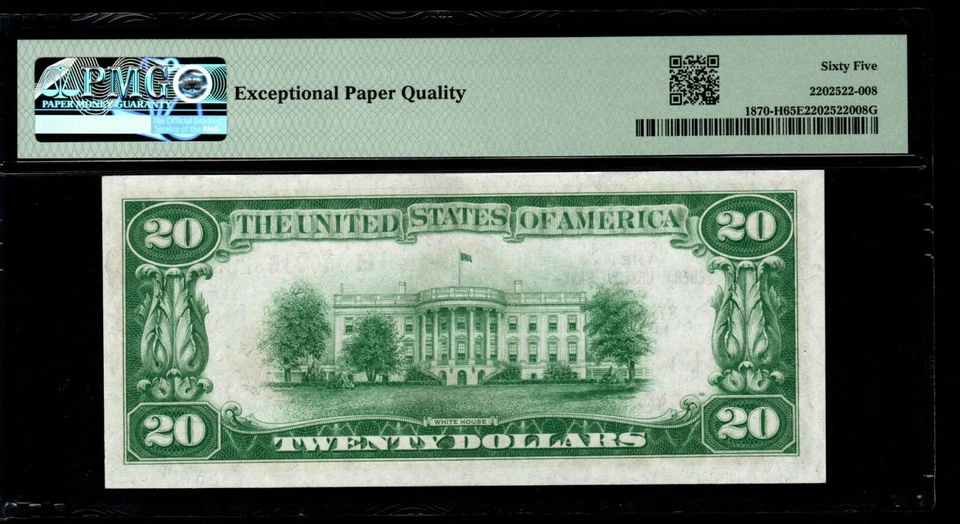 1929 $20 FRBN ST LOUIS Fr#1870-H PMG 65 Gem Uncirculated EPQ H00163205A - Image 3 of 4