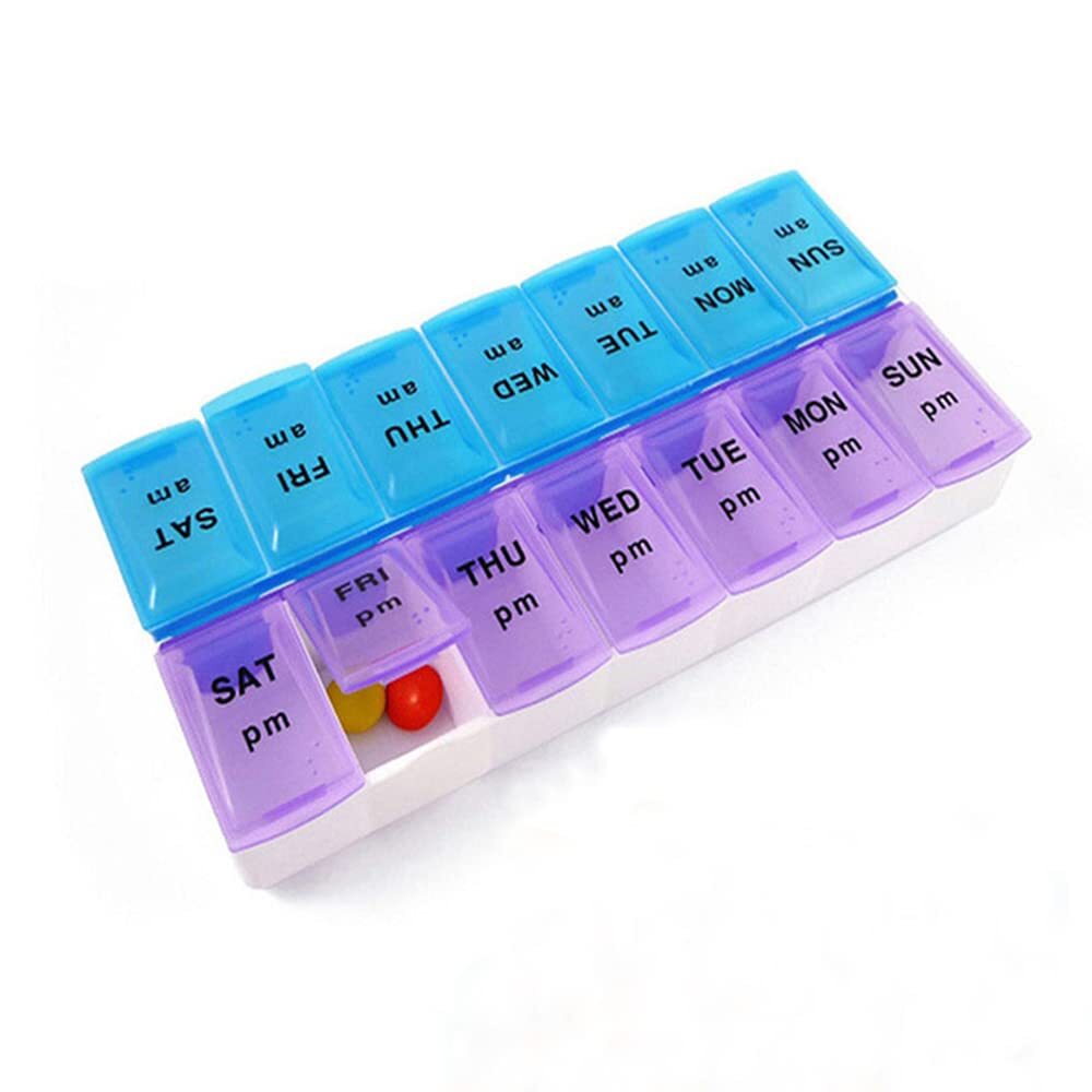 Large Pill Organizer 2 Times a Day, Weekly Pill Organizer Daily Pill Box 7 Da...