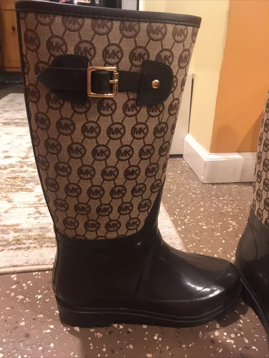 Michael Kors Rainboots Boots Brown Buckle Size 8