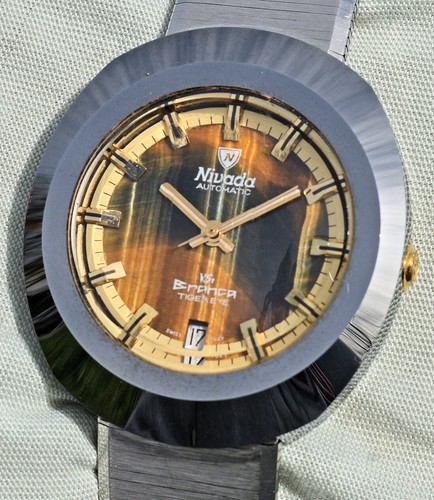 Rare Nivada Automatic Branca Vs1 Tiger Eye Tungsten Carbide Case Nos With Box - Picture 3 of 24
