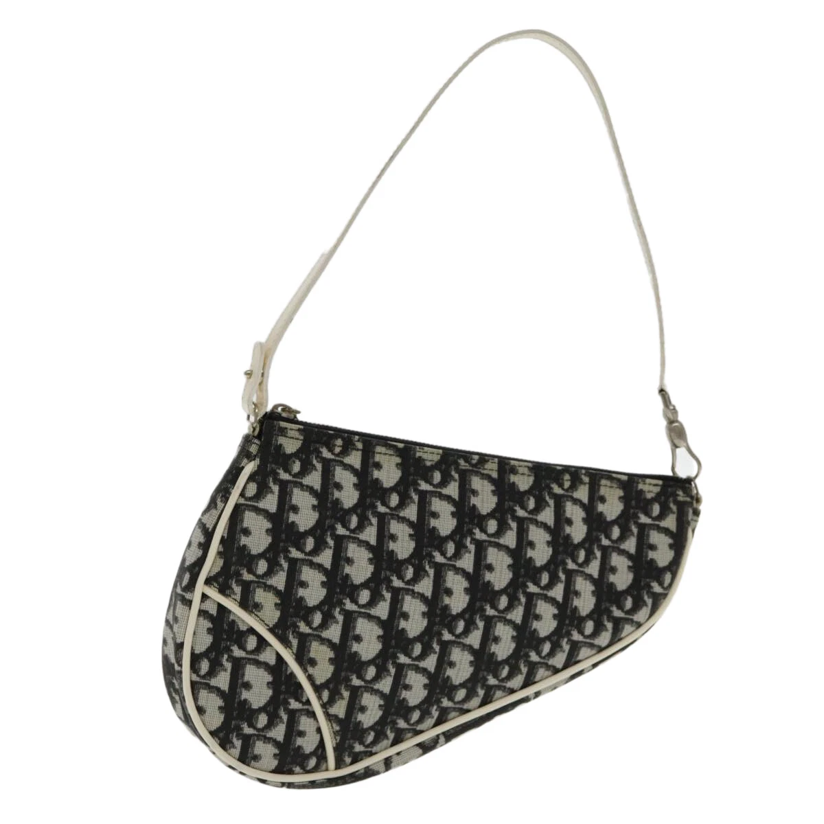 Sac pochette toile noire selle Dior authentique