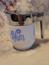 Vtg Westinghouse Gemco Milk Glass Cream Blue Delft Flower Corning