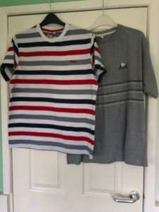 NWT Mens Casual V-Neck Tee Summer T-shirts Stripe Design S M Large XL