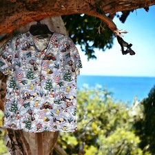 Looney Tunes Christmas Scrub Top Shirt Uniform Women's Sz L ...See Measurements