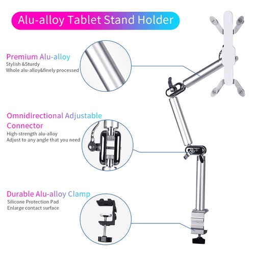3in1 Desk Tablet Wall Mount Bed/Car/Wall Holder for 7-10" iPad 5/4/3 Samsung - Picture 11 of 14