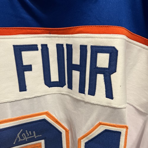 Autographed/Signed GRANT FUHR Edmonton White Hockey Jersey Beckett Witnessed - Picture 4 of 6