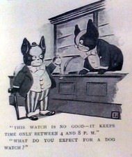 TWO BOSTON TERRIERS TALKING ABOUT A POCKET WATCH 4 1/4 x 5 inches LIFE MAG 1905