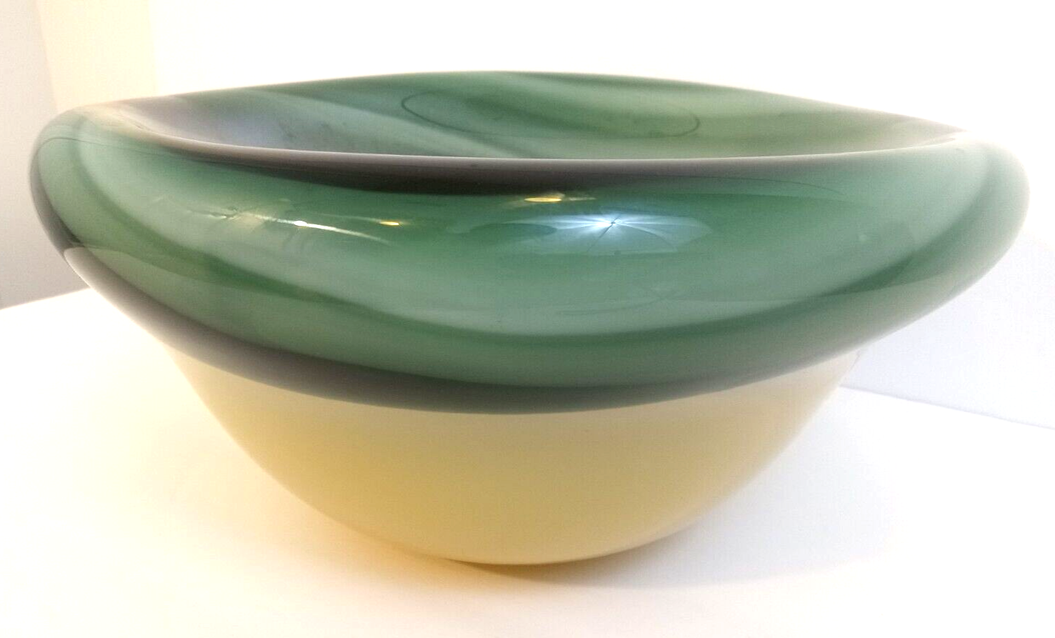 Elegant Green Glass Oval Fruit Bowl – 12W x 6H x 8D Inches  