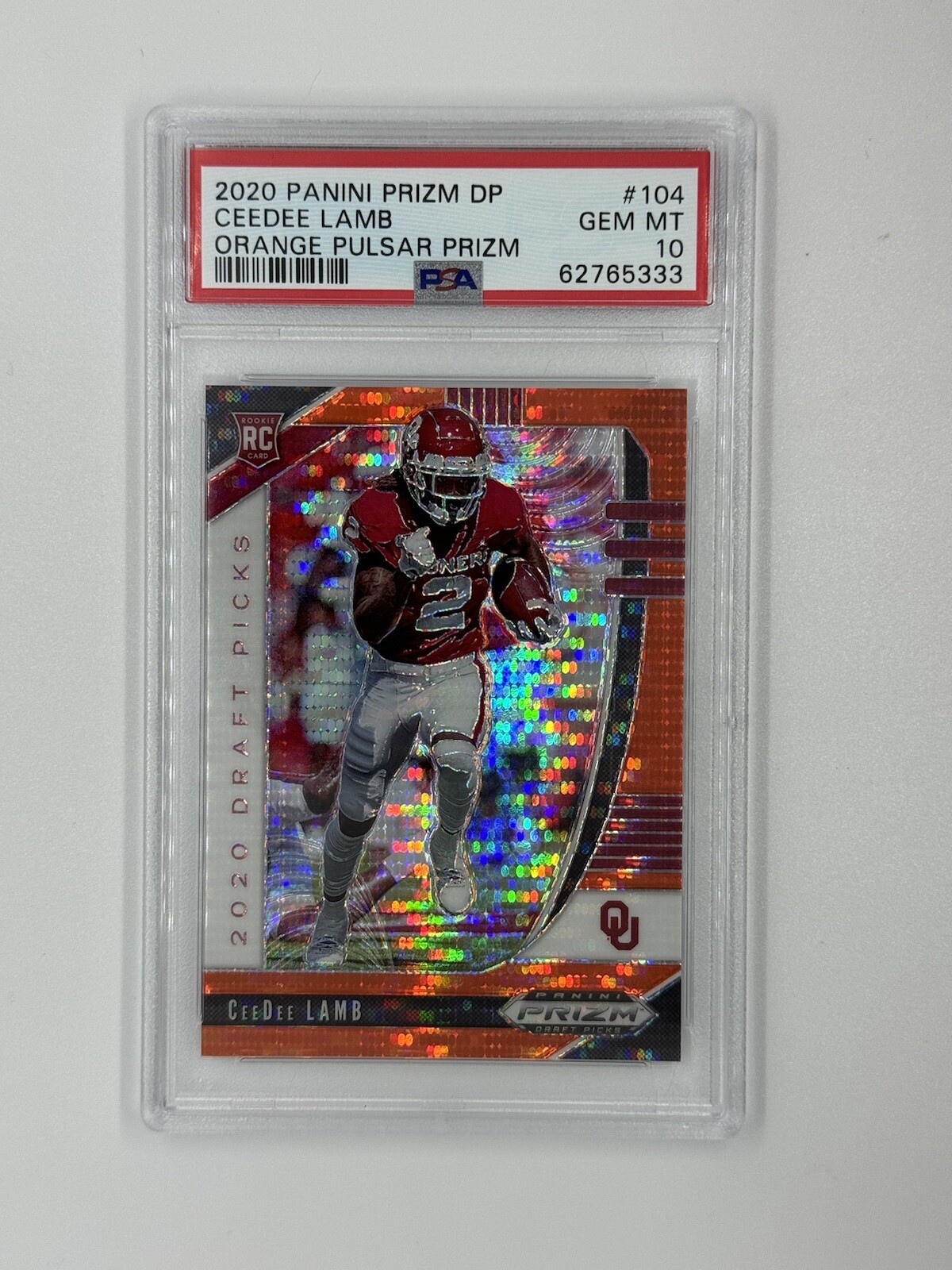 2020 Panini Prizm Draft Picks Ceedee Lamb Orange Pulsar Prizm /20 PSA 10 POP 1