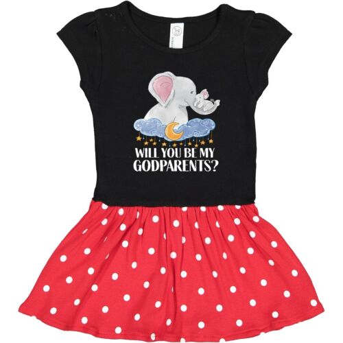 Inktastic Will You Be My Godparents? Elephants Moon And Stars Toddler Dress Star - Picture 1 of 4