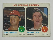 1973 Topps #68 Leading Firemen Clay Carroll/Sparky Lyle MLB NY Yankees, Reds