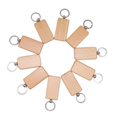 DIY Rectangle Blank Wood Keychain Custom Key Tags Personalized Gift 20 Pcs