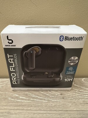 Grey Bluetooth Pro Flat Wireless EarBuds--Brand New