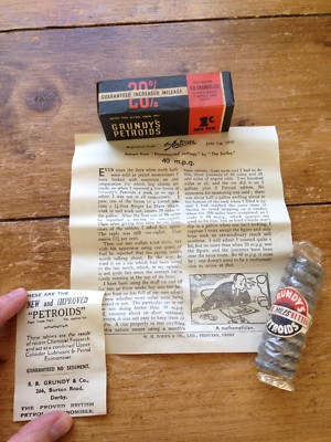 QUIRKY 1940'S NEW OLD STOCK GRUNDY'S PETROIDS 20% EXTRA KILOMETER BENZINZUSATZ
