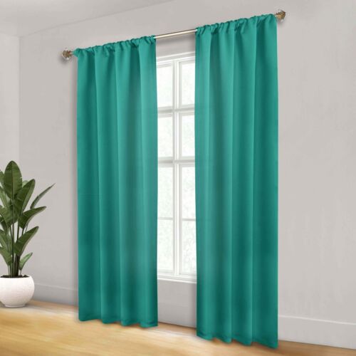 Solid 36" Wide Machine Washable Room Darkening Blackout Curtains, Set of 2 - Picture 39 of 317