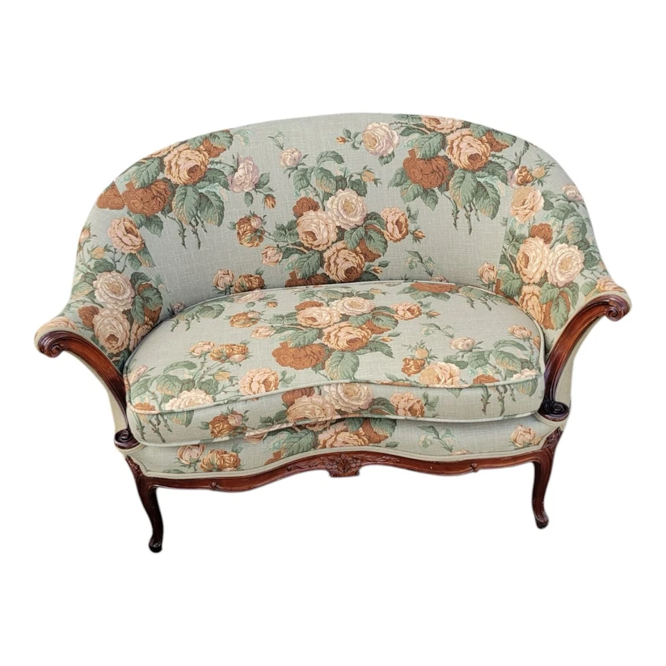 Namoradeira francesa Louis XV do século XIX - Totalmente restaurada e recém-estofada - Imagem 2 de 4