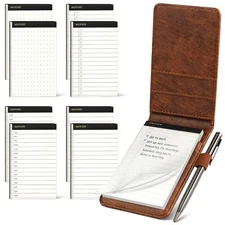 10-Piece Notepad Holder Set Mini Pocket Notebook with Refills & Metal Pen