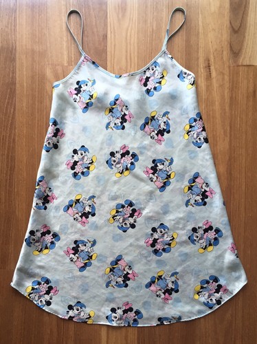 Vintage Retro Satin Blue Disney Mickey Minnie 90’s Short Slip Nightie Size 10 - Picture 4 of 12