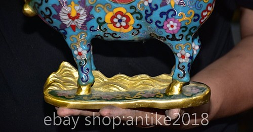 10.4" Old Chinese Bronze Cloisonne Gilt Feng Shui Animal Tang horse Statue - Picture 4 of 12