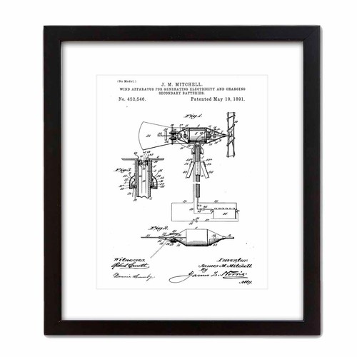 Wind Generator Windmill Art Print Wall Decor Vintage Retro Patent Art Drawing - Picture 6 of 6