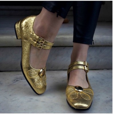 Orla Kiely Clarks Angelina Gold Sparkle Shoes Uk 3 Vintage Retro Ebay