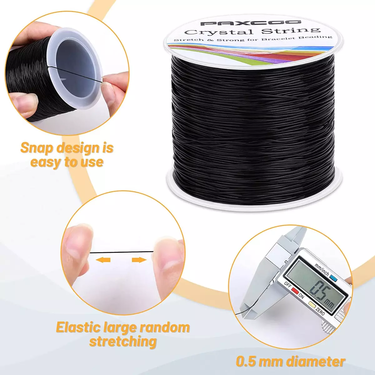 Black Elastic String for Bracelets 1.5 mm Elastic Cord Thread for Jewelry  Making 100 Meters 