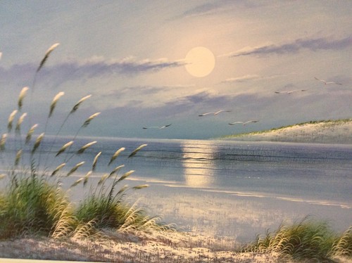 Dipinto olio originale, artista M Harry, tramonto paesaggio marino.24 x 36" - Foto 7 di 12