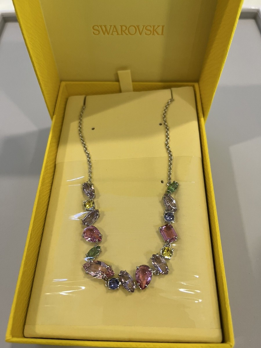 Swarovski Gema Necklace Mixed cuts, Multicolored, Mini Frontal  