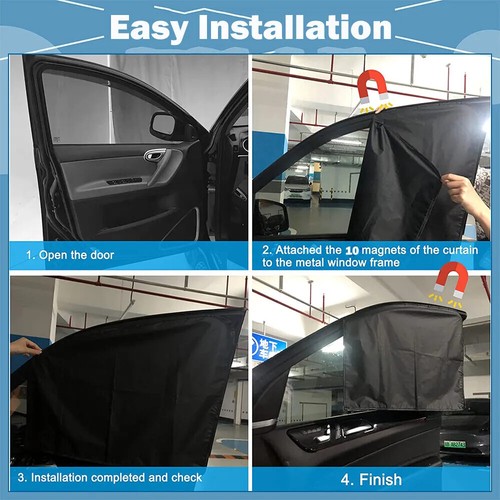 4PCS Magnetic Car Side Window Shade Curtain Front And Rear UV Protection Set - Foto 8 di 16