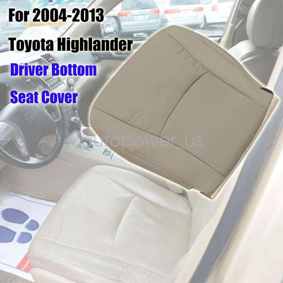 Cubierta de asiento de cuero inferior del lado del conductor para Toyota Highlander 2004-2008 color tostado perfecto Foto 2 de 4