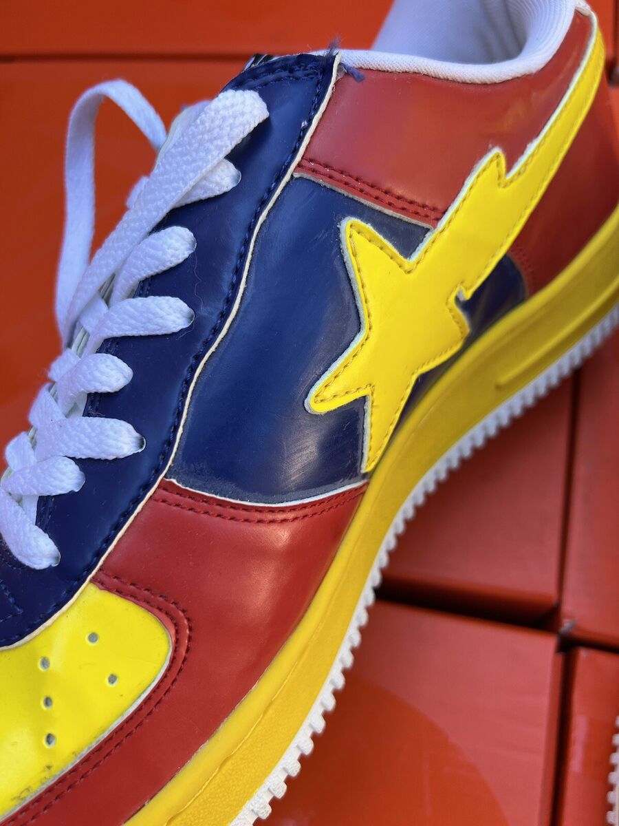 A BATHING APE BAPE STA LOW FS-001 Yellow/Red Patent Leather A BATHING APE BAPE STA LOW FS-001 Yellow/Red Patent Leather