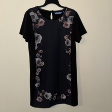 Simply Vera Vera Wang Black Floral Dress With Pockets Size L NWT