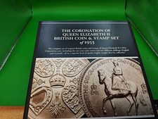 1953 HER MAJESTY’S CORONATION COIN & STAMP SET 10 COINS 4 STAMPS WITH COA (619)