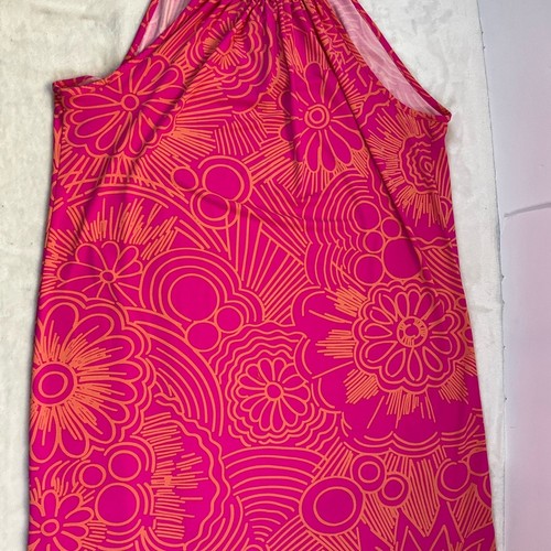 Trina Turk Pink Halter Sundress Mini Womens L Floral Funky Print - Foto 9 di 14