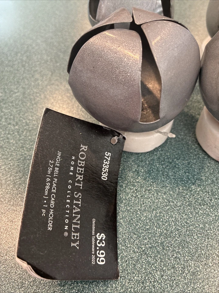 10 tarjeteros Robert Stanley Jingle Bell Place plateados, ¡nuevos! Foto 2 de 2