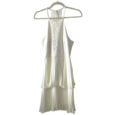 Max and Cleo Ivory Lace and Pleated Dress | Size 8