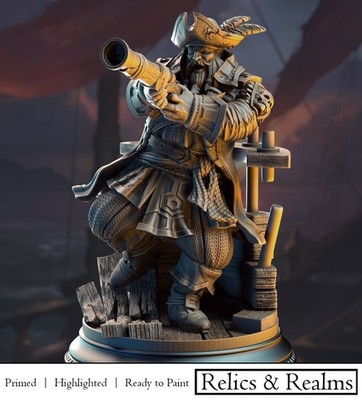 Dwarf Pirate Captain - Baradin Blackbeard - D&D TTRPG - 3D Printed Resin - Paint