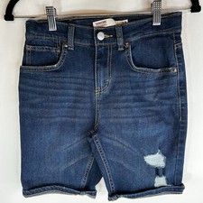 Signature Levi Strauss Bermuda Shorts Mid Rise Denim Sz 12 Slim Boy's Distressed