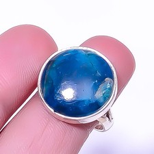 Neon Blue Apatite - Bahia Mines 925 Sterling Silver Ring s.8 R6072-17